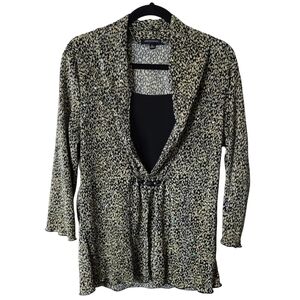 Notations Black and Cream Textured Top Size XL